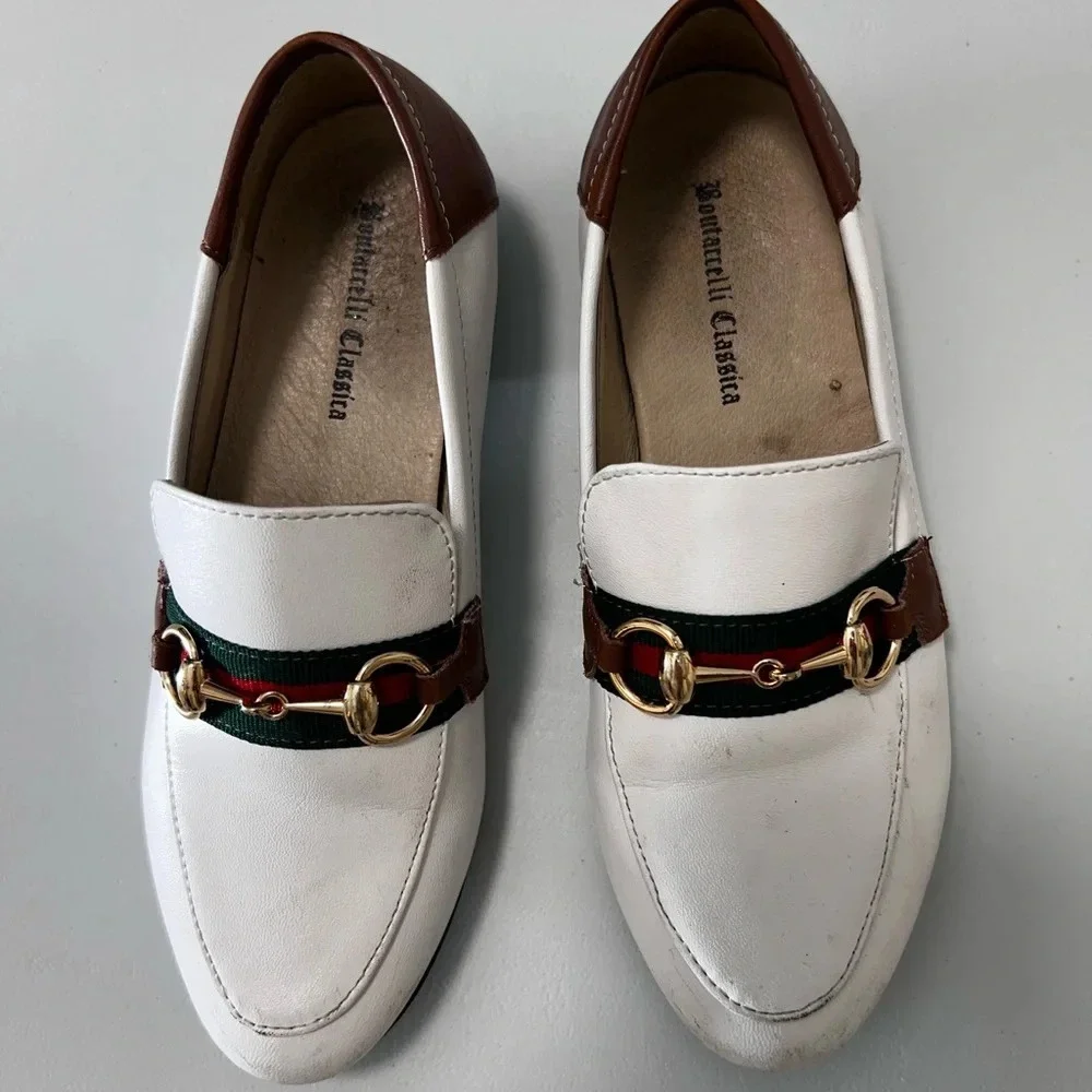 Boutaccelli white Leather Loafer Size 12.5 (EUR-29)